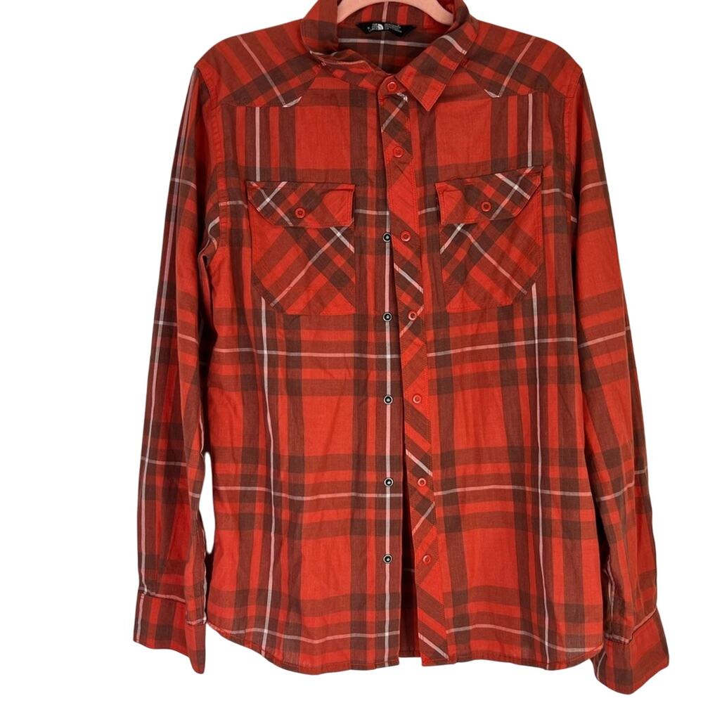The North Face Shirt Mens Small Red Plaid Snap Button Front